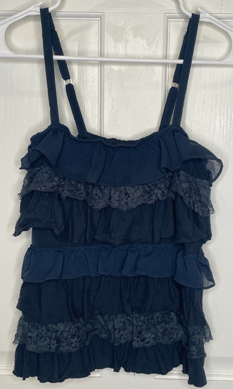 VTG Y2K Abercrombie & Fitch Women's Ruffle Tiered Cami Sz S Lace Fairycore